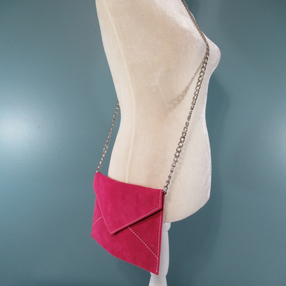 Maurizio Pink Suede Envelope Bag NWOT - Picture 3 of 7